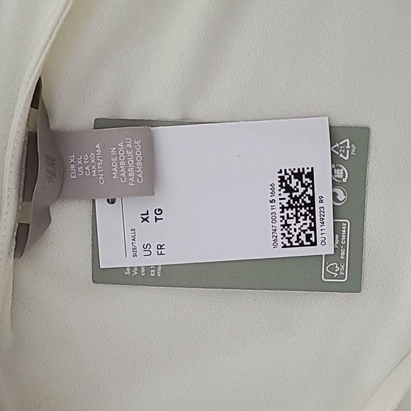 H&M cream off-white faux wrap surplice dress in XL, NWT - Picture 3 of 6